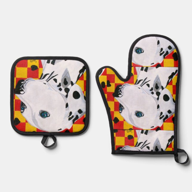 Sparky Oven Mitt and Pot Holder Set (Front)