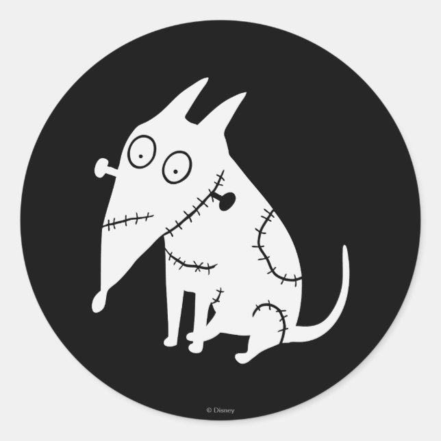 Sparky Sitting White Classic Round Sticker (Front)