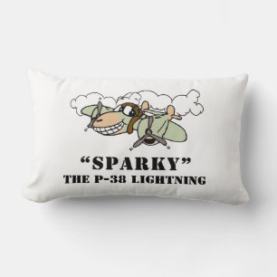 Sparky the Cartoon P-38 Lightning Lumbar Pillow