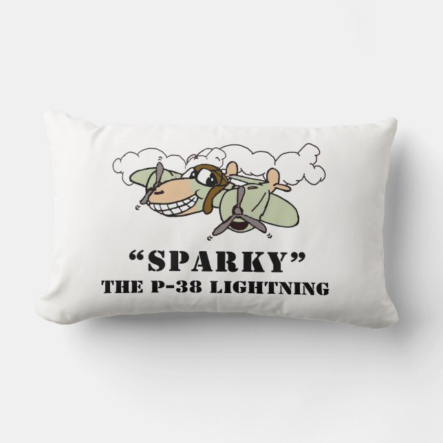 Sparky the Cartoon P-38 Lightning Lumbar Pillow (Front)