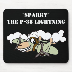"Sparky" the P-38 Lightning Cartoon Mouse Pad
