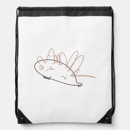 Sparky the Scruffy Hedgehog - Hand Drawn Kid's Drawstring Bag