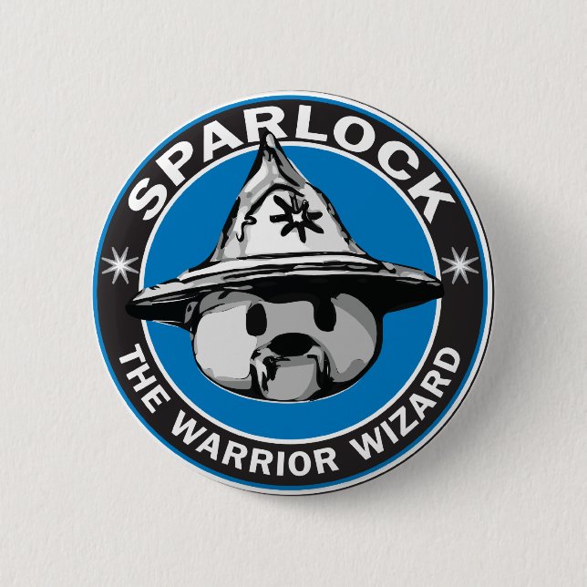 Sparlock the Warrior Wizard Button (Front)