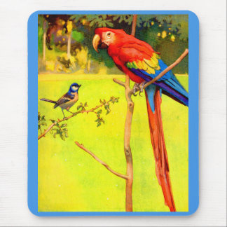 sparrow and parrot mouse pad