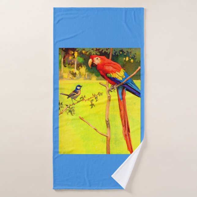 sparrow and parrot print bath towel set (Bath Towel)