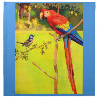 sparrow and parrot print cloth napkin
