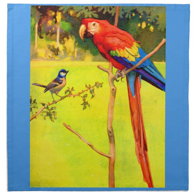 sparrow and parrot print cloth napkin (Front)