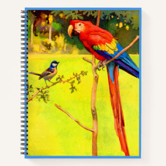 sparrow and parrot print notebook