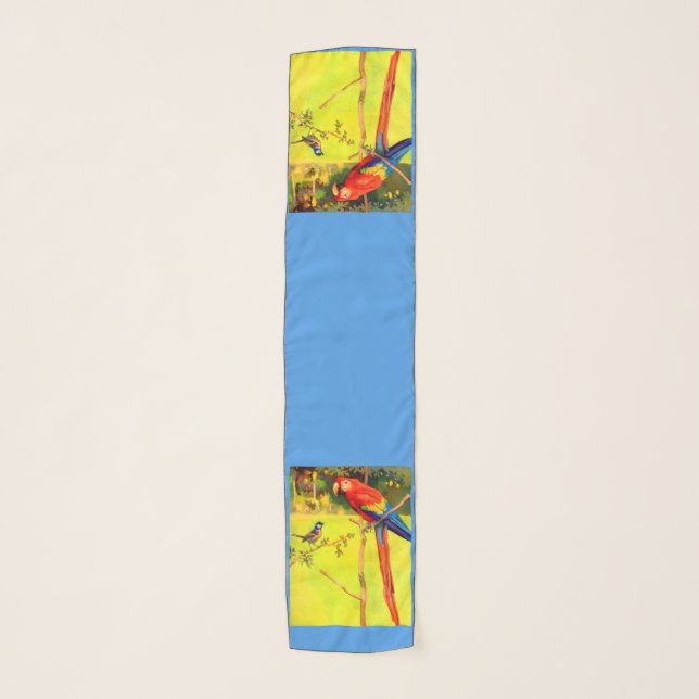 sparrow and parrot print scarf (Front)