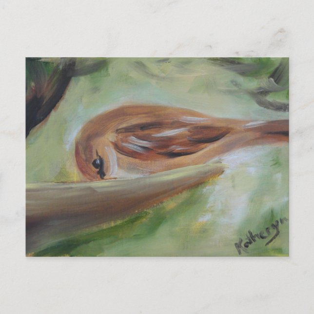 Sparrow at Feeder Postcard (Front)