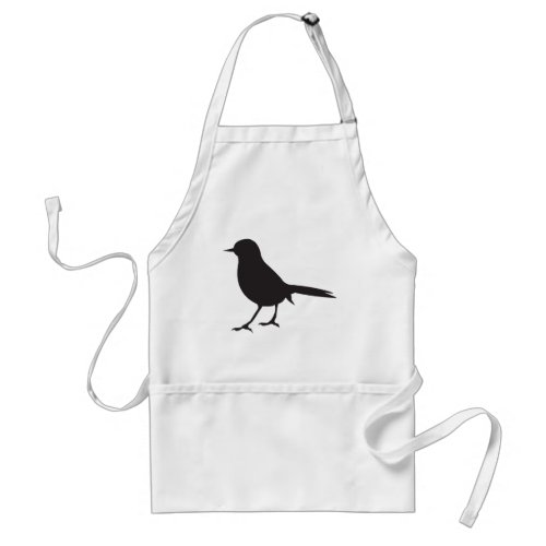 Sparrow bird black  white silhouette blue adult apron