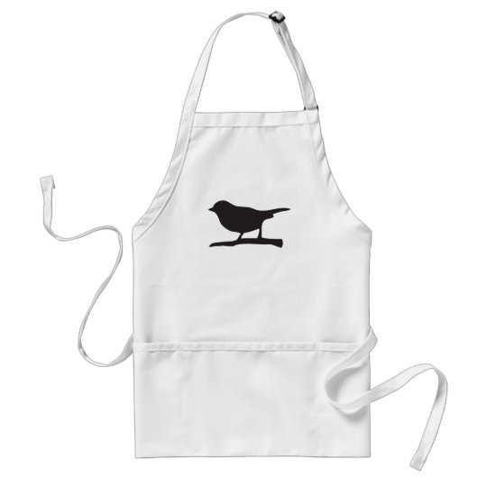 Sparrow bird & branch black & white silhouette adult apron