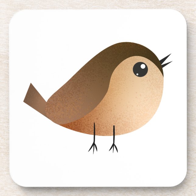 Sparrow Bird Cartoon  Beverage Coaster (Front)