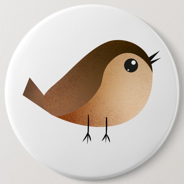 Sparrow Bird Cartoon  Button (Front)