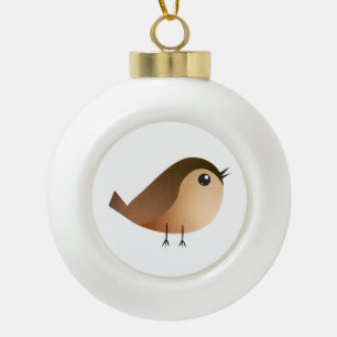 Sparrow Bird Cartoon Ceramic Ball Christmas Ornament