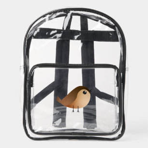 Sparrow Bird Cartoon Clear Backpack