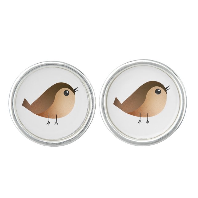 Sparrow Bird Cartoon Cufflinks (Front)