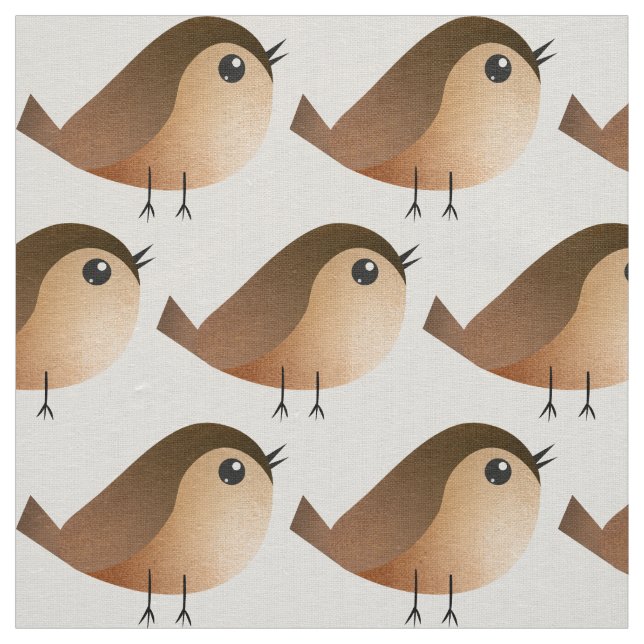 Sparrow Bird Cartoon  Fabric (Swatch)