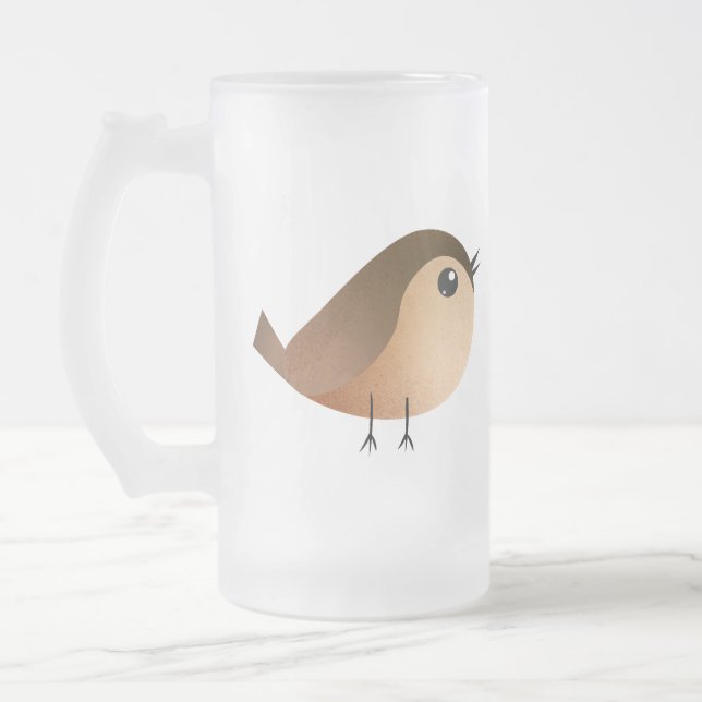 Sparrow Bird Cartoon  Frosted Glass Beer Mug (Left)