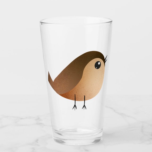 Sparrow Bird Cartoon  Glass (Front)
