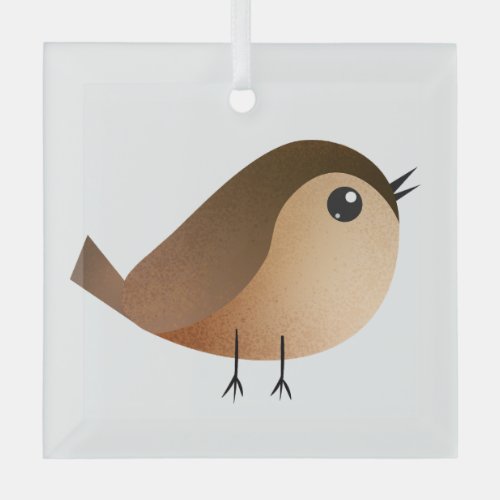 Sparrow Bird Cartoon   Glass Ornament