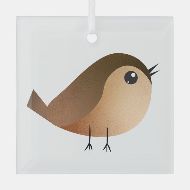 Sparrow Bird Cartoon   Glass Ornament (Front)