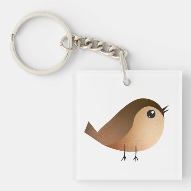 Sparrow Bird Cartoon  Keychain (Front)