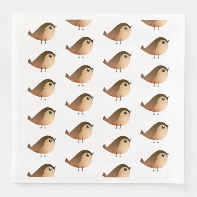 Sparrow Bird Cartoon  Paper Dinner Napkins (Front)