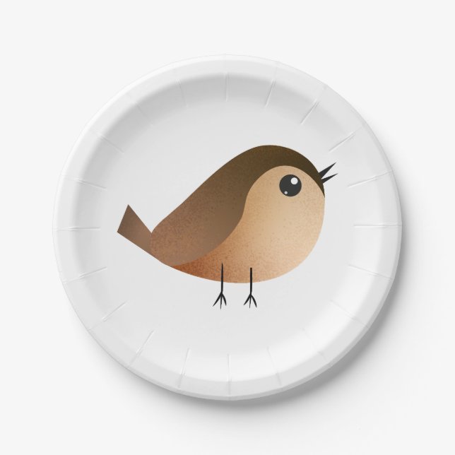 Sparrow Bird Cartoon  Paper Plates (Front)