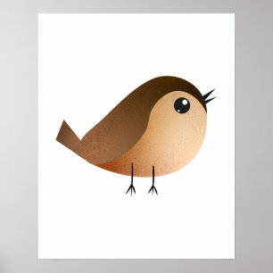 Sparrow Bird Cartoon  Poster