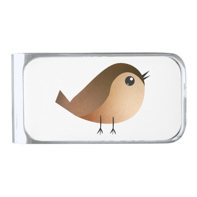 Sparrow Bird Cartoon  Silver Finish Money Clip (Front)