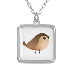 Sparrow Bird Cartoon Silver Plated Necklace