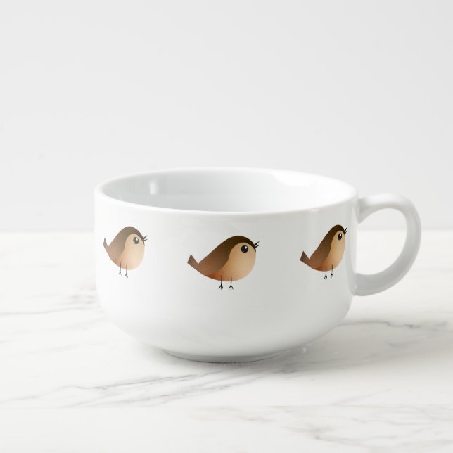 Sparrow Bird Cartoon  Soup Mug (Left)