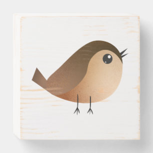 Sparrow Bird Cartoon Wooden Box Sign