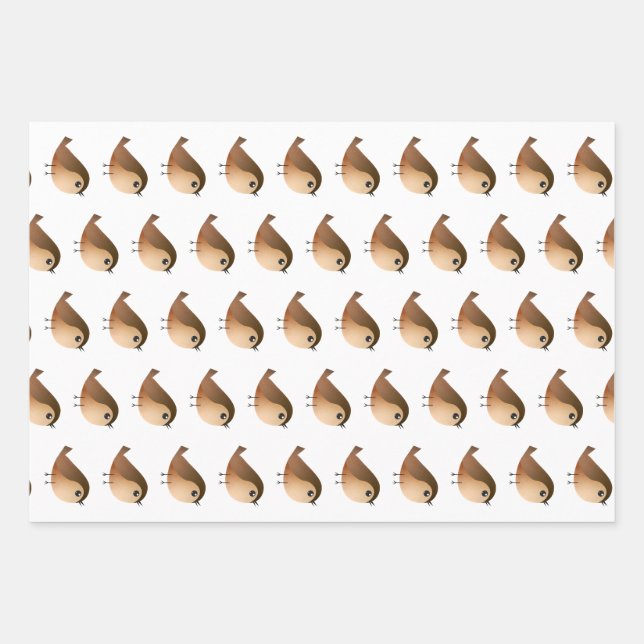 Sparrow Bird Cartoon  Wrapping Paper Sheets (Front)