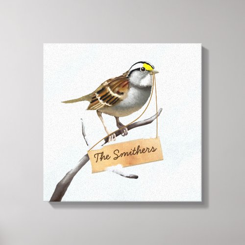 Sparrow Bird Customize Name Canvas Print