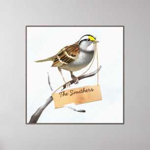 Sparrow Bird Customize Name Canvas Print
