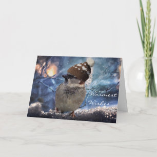 Sparrow Bird Nature Christmas Holiday Card