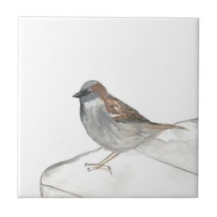 Sparrow Bird Wildlife Watercolor Nature Cute Ceramic Tile