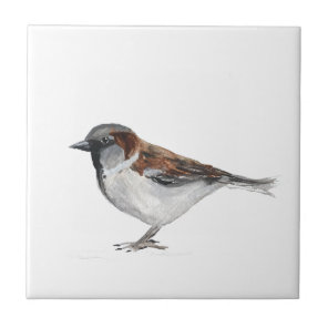 Sparrow Bird Wildlife Watercolor Nature Cute Ceramic Tile