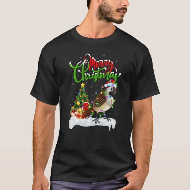 Sparrow Bird  Xmas Decorations Santa Sparrow Chris T-Shirt (Front)