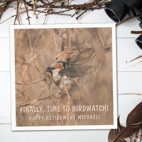 Sparrow Birds Funny Birdwatcher Retirement Party Napkins
