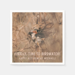 Sparrow Birds Funny Birdwatcher Retirement Party Napkins