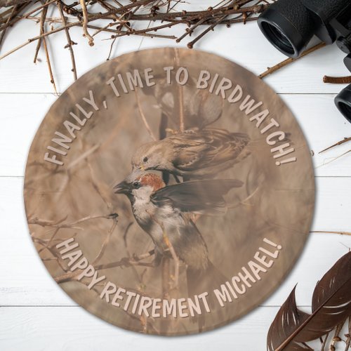 Sparrow Birds Funny Birdwatcher Retirement Party Paper Plates