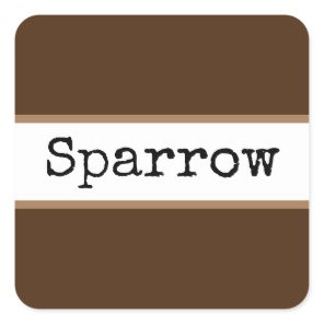 SPARROW Cocoa Brown White Stripes Retro Text Square Sticker