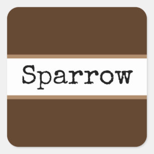 SPARROW Cocoa Brown White Stripes Retro Text Square Sticker