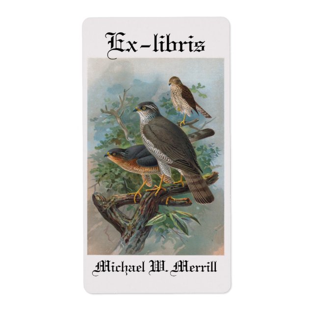 Sparrow hawk bookplate label (Front)