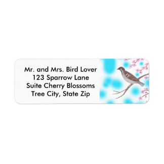 Sparrow in Cherry Blossom Tree Sky Address Labels