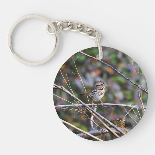Sparrow in the Brush Keychain