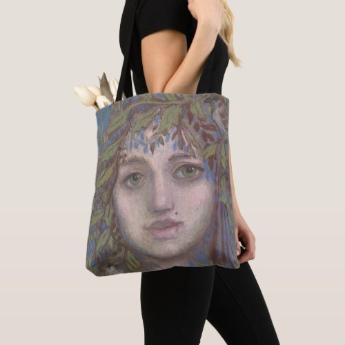Sparrow Lady Surreal Fantasy Art Portrait Painting Tote Bag